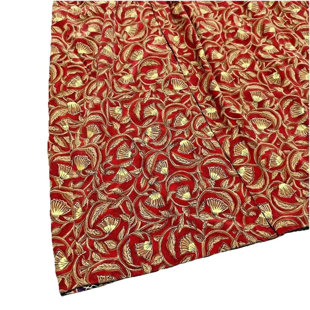 NWT VTG Dana Buchman 100% Silk Reversible Boho Maxi Skirt Plus 24